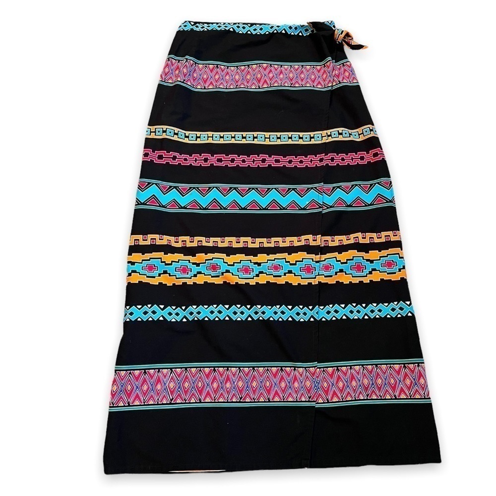 Vintage Breeches Wrap Midi Skirt Southwestern Aztec Print 100% Cottom USA Small